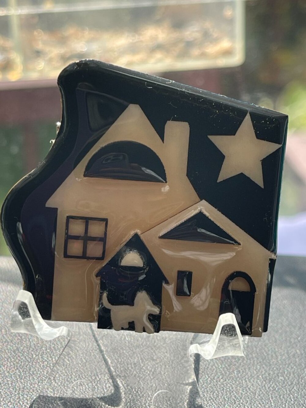 Vtg House Pins By Lucinda Brooch Pin Two-Story House & Doghouse Design With Star